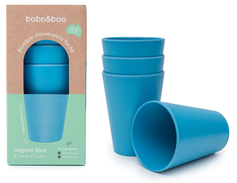 Bobo&Boo Bamboo Kids Cups, Set of 4 Drinking Cups for Kids, Eco Friendly Toddler