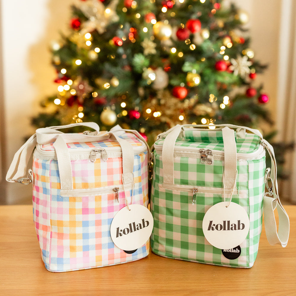 Kollab Mini Cooler Bundle - Rainbow Check and Kelly Green Check