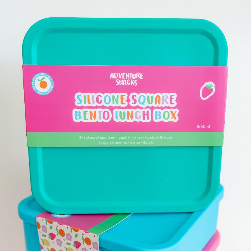 Adventure Snacks Silicone Large Square Bento Lunchbox