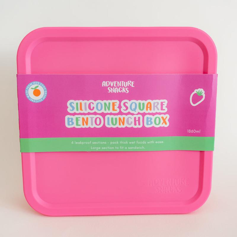 Adventure Snacks Large Square Bento- flamingo pink