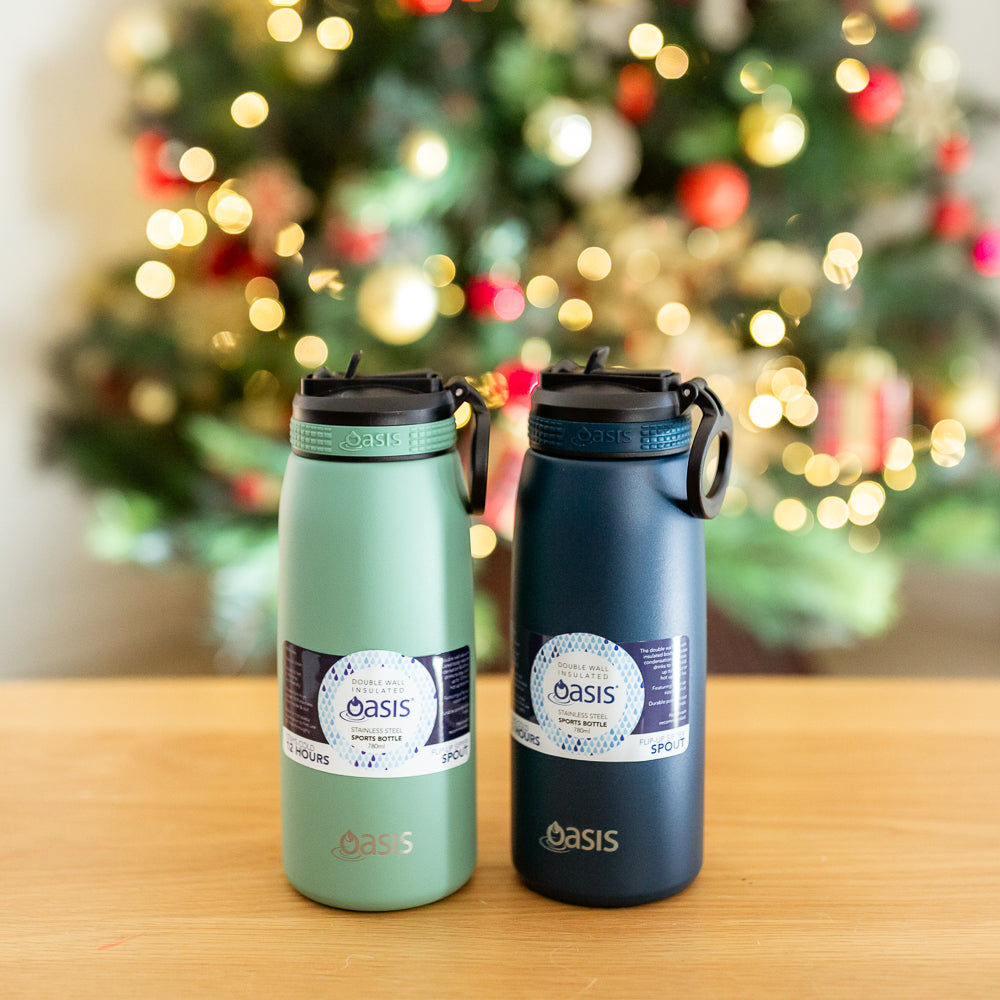 Oasis 780ml Insulated Sports Bottle Sipper Lid Duo - Navy and Sage