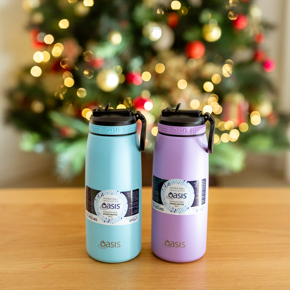 Oasis 780ml Insulated Sports Bottle Sipper Lid Duo - Island Blue and Lavender