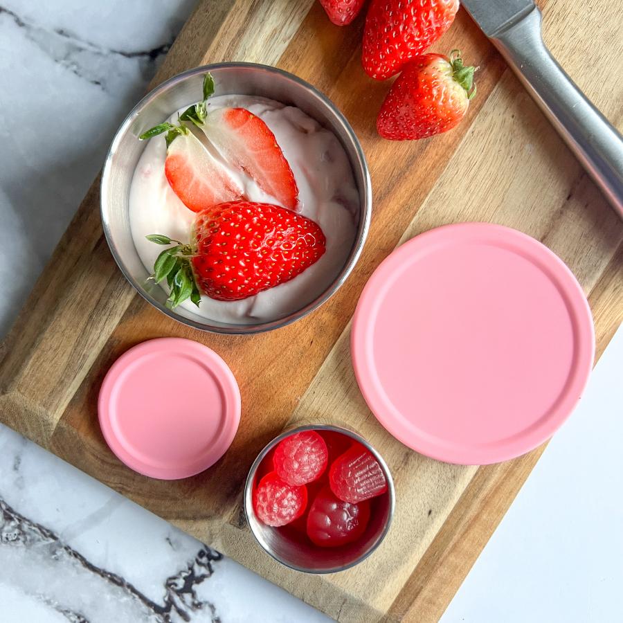 Ecococoon Stainless Steel Snack Pots - Pink Rose