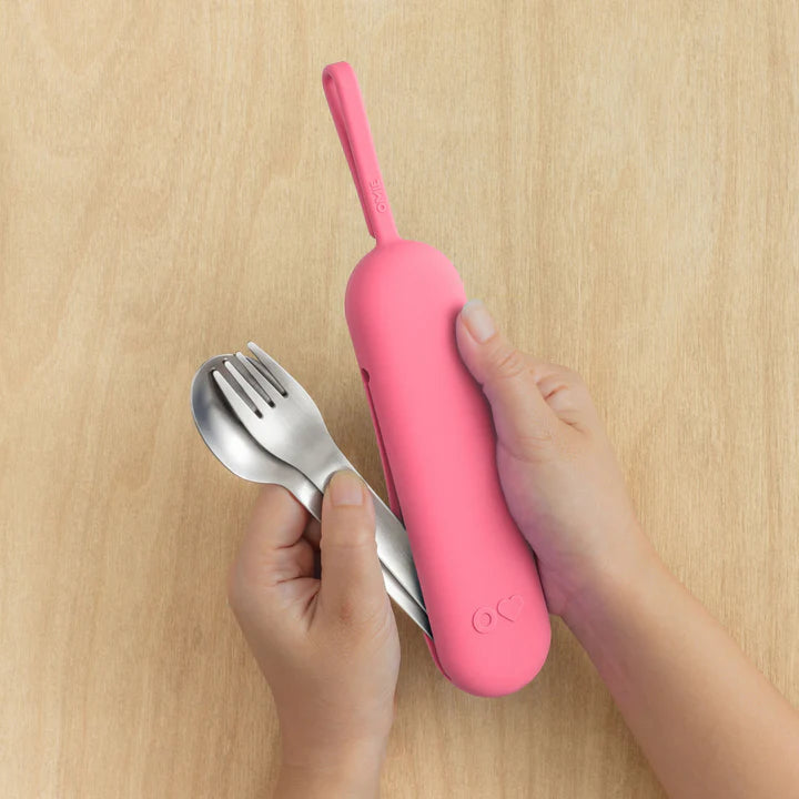 OmieUp stainless steel utensil pod set- blush