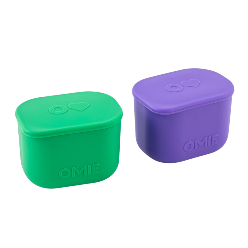 OmieBox UP dip containers- green & purple