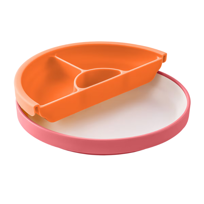 Omie Easy Scoop Plate With Divider- pink