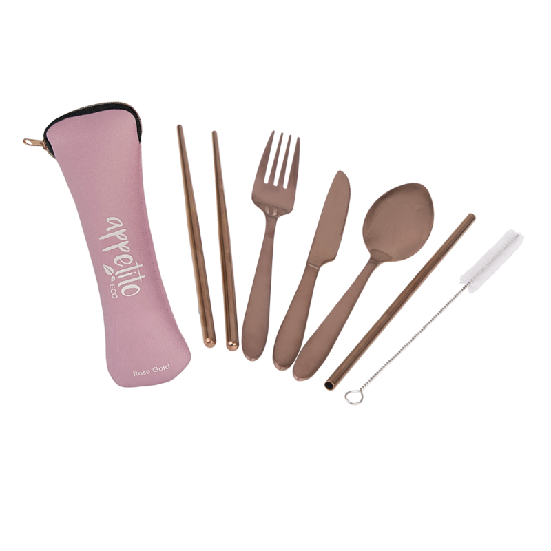 Traveller's 6 piece cutlery set- rose gold