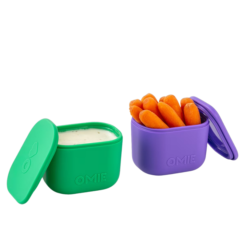 OmieBox UP dip containers- green & purple