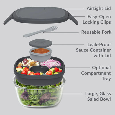 Bentgo glass salad container- dark grey