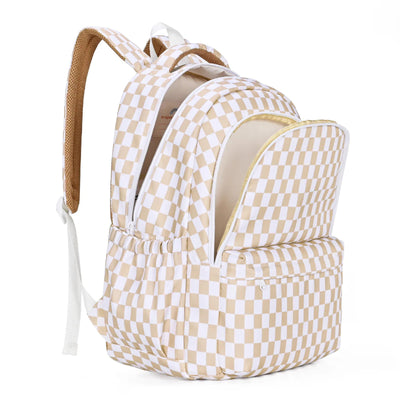 Kinnder campus backpack- caramel check