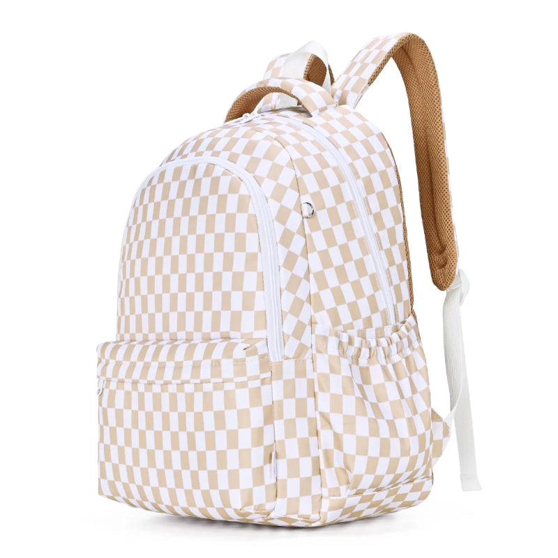 Kinnder campus backpack- caramel check