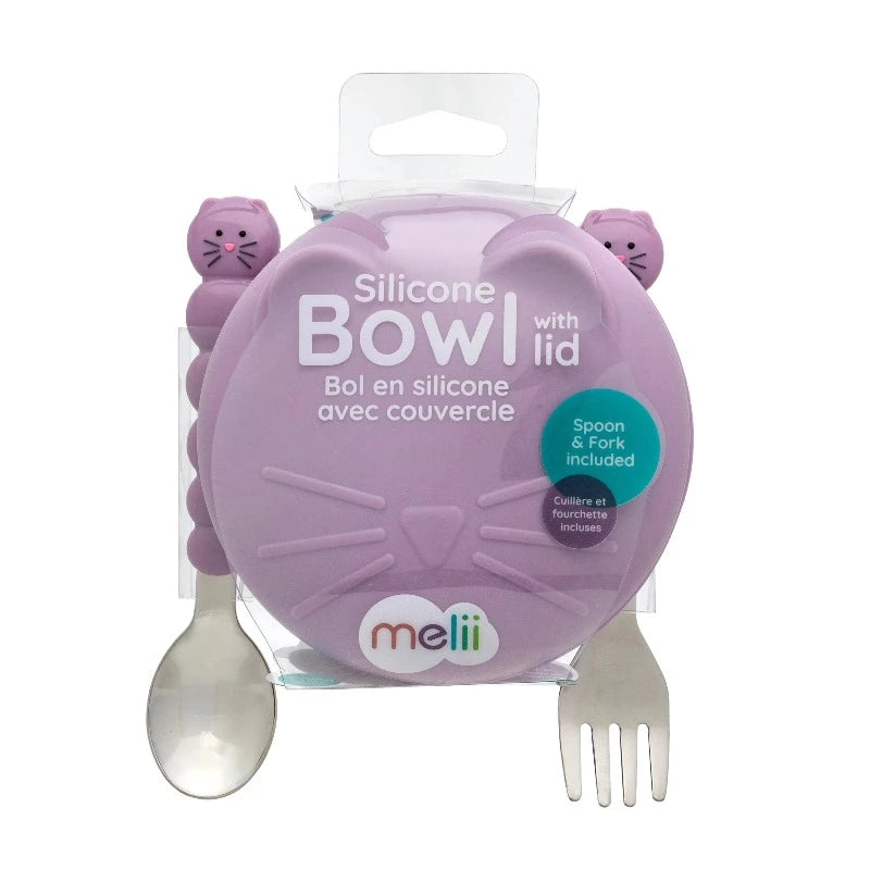 Melii Animal Bowl with Lid & Utensils- cat