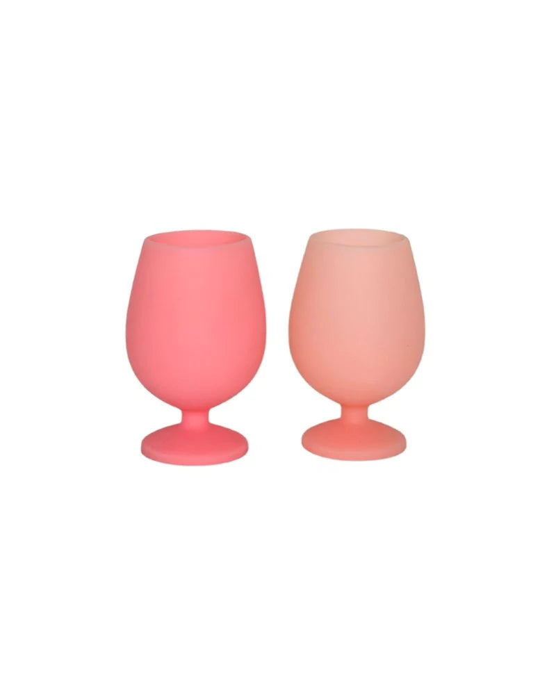 Porter Green Silicone Wine Glasses- flamingo & lotus