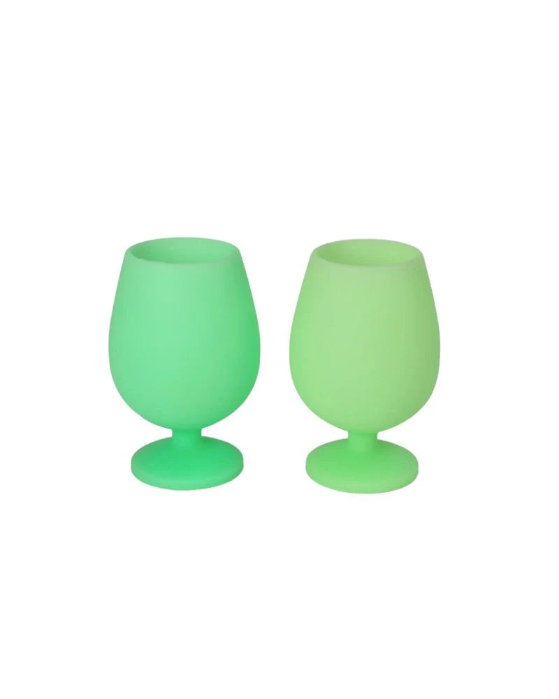 Porter Green Silicone Wine Glasses- gerbera & leaf