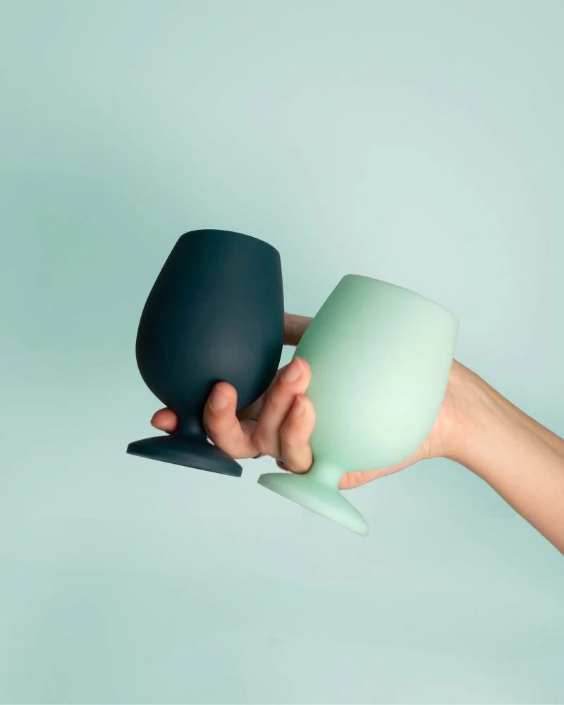 Porter Green Silicone Wine Glasses- mist & ink