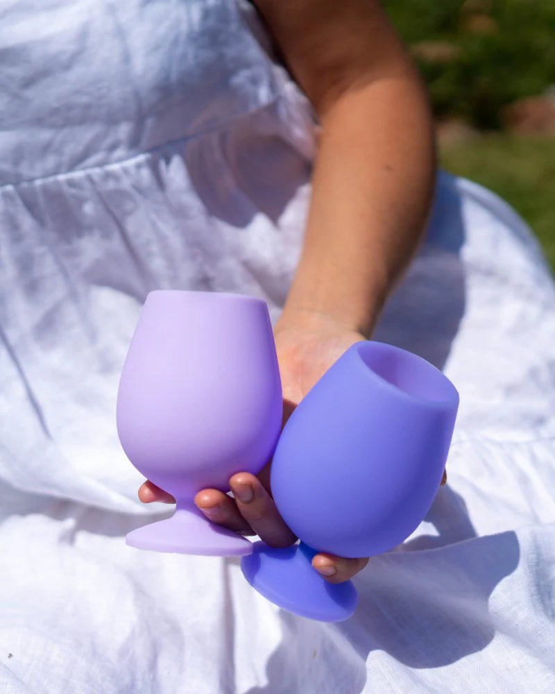 Porter Green Silicone Wine Glasses- tanzanite and amethyst