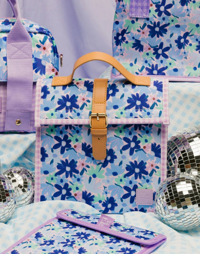 The Somewhere Co Lunch Satchel- Blue Meadow