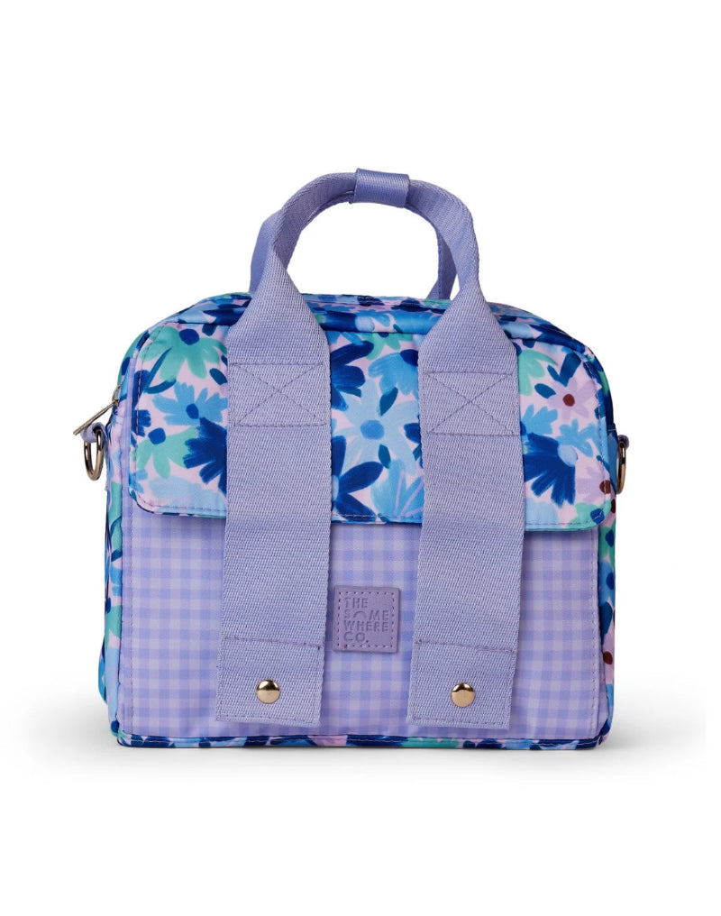 The somewhere co lunch tote blue meadow