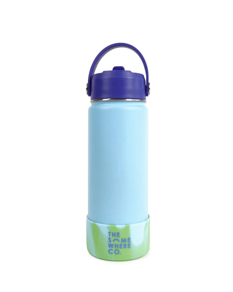 the somewhere co 500ml water bottle- dusty blue swirl 