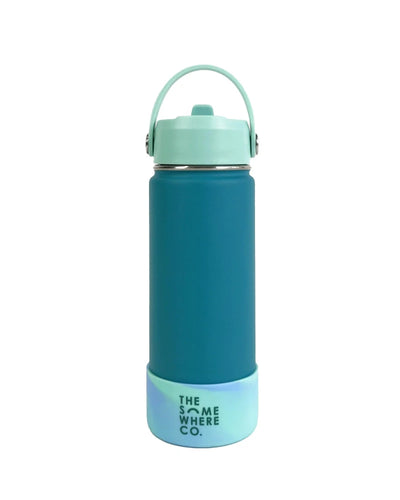 the somewhere co 500ml water bottle- jade green swirl 